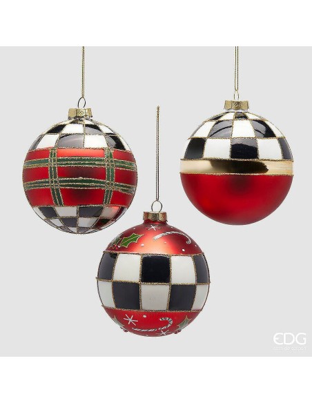 Bola Colgante Ajedrez D10 Blanco y Negro Adorno Navidad Elegante