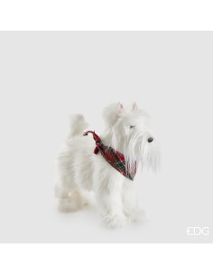 Perro Shitsu Blanco Rojo H32 L31 L11 Figura Decorativa Interior