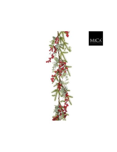 Guirnalda de Pino y Bayas Rojas 150cm | Decoración Navideña Natural | Endanea Garden