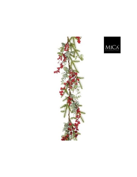 Guirnalda de Pino y Bayas Rojas 150cm | Decoración Navideña Natural | Endanea Garden