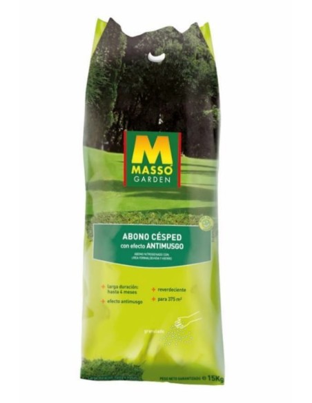 Abono Césped Antimusgo 15kg Massó fertilizante para césped saludable y libre de musgo