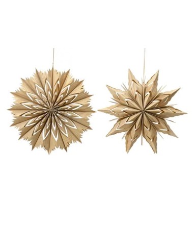 Estrella de Papel Natural 40 cm Decoración Navideña Artesanal