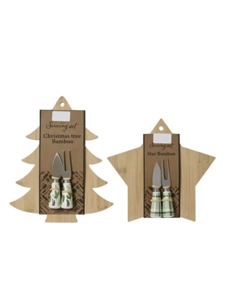 Tabla de Cortar con Tenedor y Cuchillo de Queso Bamboo 28x23 cm Durable y Ecológica