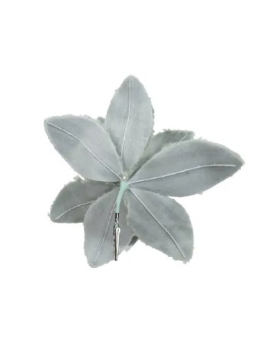 Poinsettia en Clip Verde Sage 28 cm Decoración Navideña Natural