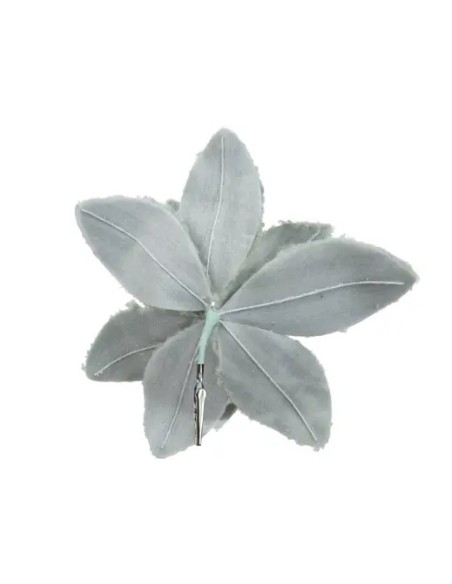 Poinsettia en Clip Verde Sage 28 cm Decoración Navideña Natural