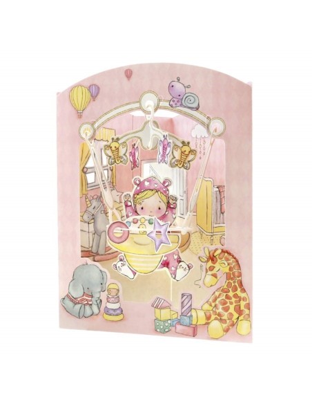 Postal Swing Bebé Rosa | Tarjeta decorativa para recién nacida  Endanea Garden