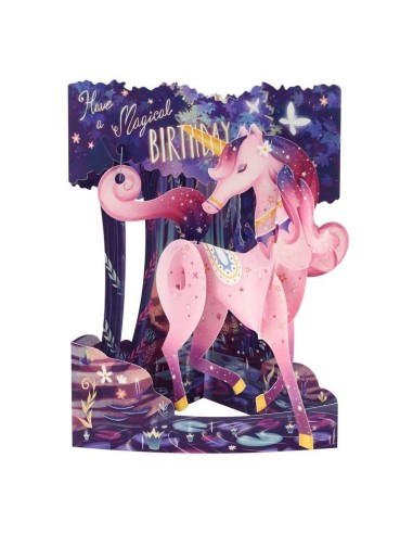 Postal Swing Unicornio Tarjeta Decorativa Mágica y Colorida