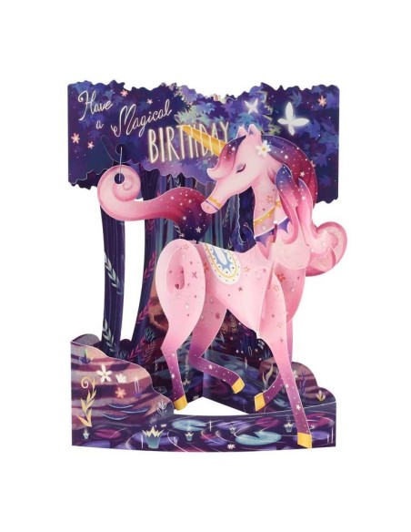 Postal Swing Unicornio Tarjeta Decorativa Mágica y Colorida