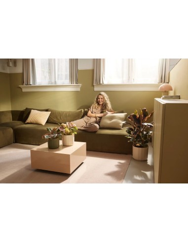 Maceta Facet Redonda 19 cm Rosa Almendra Diseño Moderno y Elegante