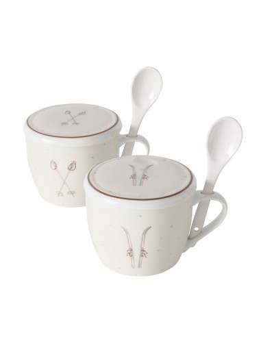 Taza Porcelana Jumbo Montañas 600ml Marrón y Blanco | Endanea Garden