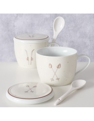 Taza Porcelana Jumbo Montañas 600ml Marrón y Blanco | Endanea Garden