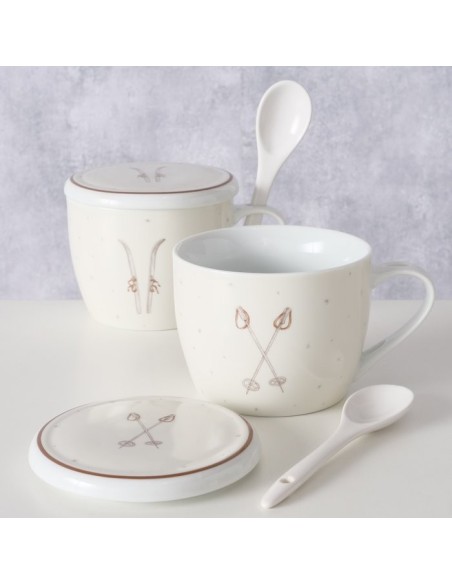 Taza Porcelana Jumbo Montañas 600ml Marrón y Blanco | Endanea Garden