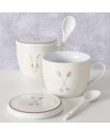 Taza Porcelana Jumbo Montañas 600ml Marrón y Blanco | Endanea Garden