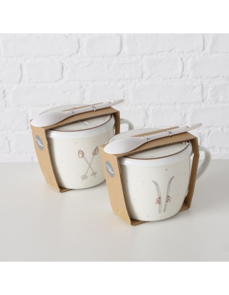 Taza Porcelana Jumbo Montañas 600ml Marrón y Blanco | Endanea Garden