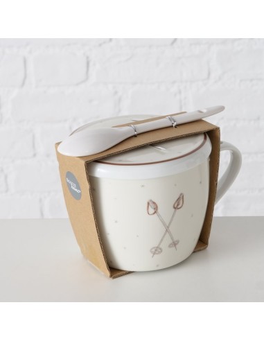 Taza Porcelana Jumbo Montañas 600ml Marrón y Blanco | Endanea Garden