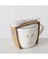 Taza Porcelana Jumbo Montañas 600ml Marrón y Blanco | Endanea Garden