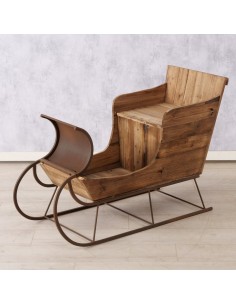 Trineo de Madera Reciclada 72cm Natural | Decoración Navideña Rústica y Sostenible 2