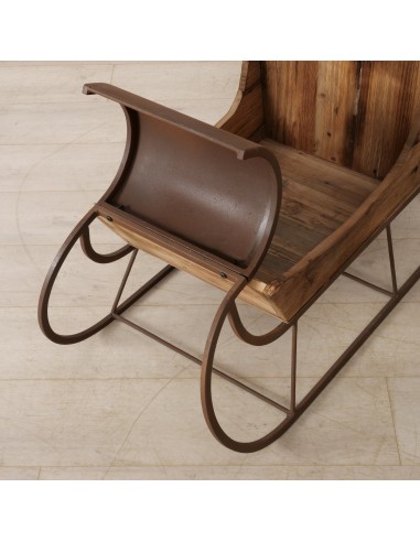 Trineo de Madera Reciclada 72cm Natural | Decoración Navideña Rústica y Sostenible