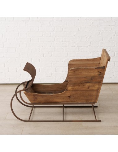 Trineo de Madera Reciclada 72cm Natural | Decoración Navideña Rústica y Sostenible