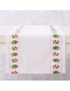 Camino de Mesa Noelle 140 cm Verde y Blanco | Decoración Navideña Elegante 2