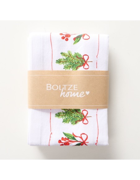 Camino de Mesa Noelle 140 cm Verde y Blanco | Decoración Navideña Elegante