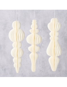 Adorno Colgante Palace Papel Blanco 30 cm Largo 9 cm Diámetro Decoración Interior