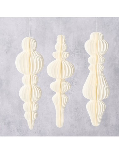 Adorno Colgante Palace Papel Blanco 30 cm Largo 9 cm Diámetro Decoración Interior