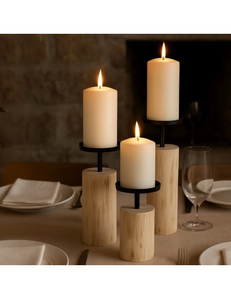 Portavelas Tempe Redondo 17 cm Eucalyptus Decorativo y Resistente