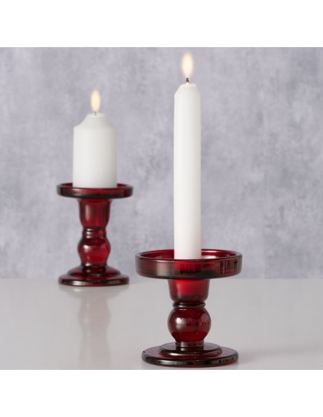 Portavelas Matar Cristal Lacado Rojo H8.5cm | Decoración Elegante y Moderna