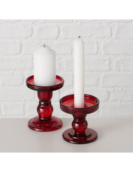 Portavelas Matar Cristal Lacado Rojo H8.5cm | Decoración Elegante y Moderna