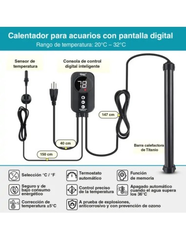 CALENTADOR TITANIO CON SONDA 200W