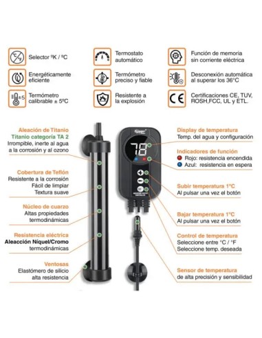 CALENTADOR TITANIO CON SONDA 200W