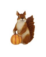 Figura Ardilla con Calabaza - Decoración Otoñal para Jardín y Hogar