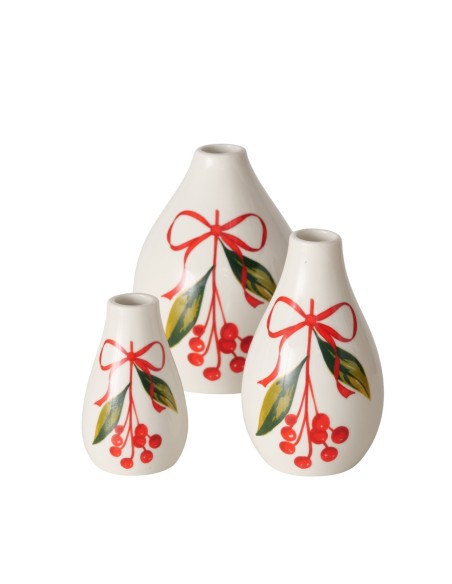 Jarrón Noelle porcelana brillante 12 cm | Decoración elegante y festiva