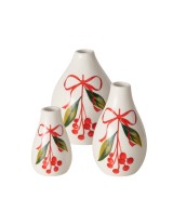 Jarrón Noelle porcelana brillante 12 cm | Decoración elegante y festiva