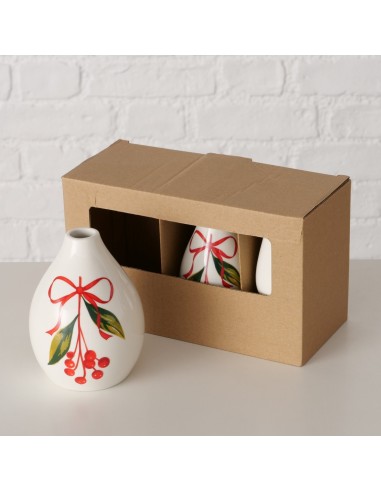 Jarrón Noelle porcelana brillante 12 cm | Decoración elegante y festiva