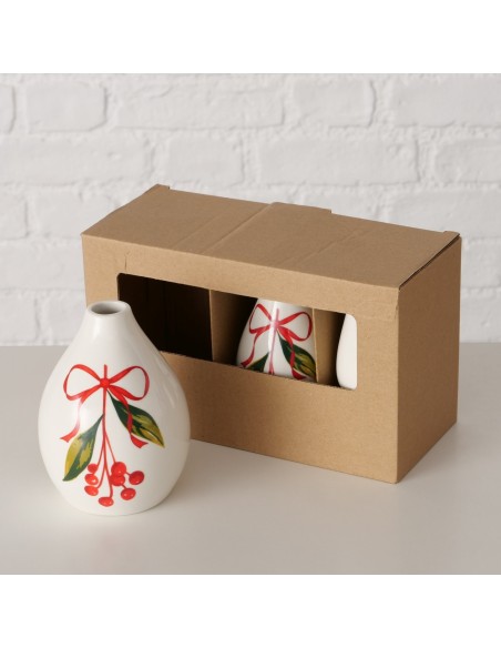 Jarrón Noelle porcelana brillante 12 cm | Decoración elegante y festiva
