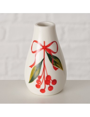 Jarrón Noelle porcelana brillante 12 cm | Decoración elegante y festiva