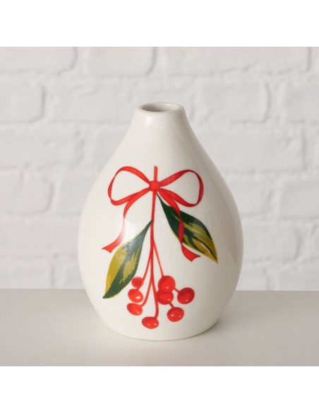 Jarrón Noelle porcelana brillante 12 cm | Decoración elegante y festiva