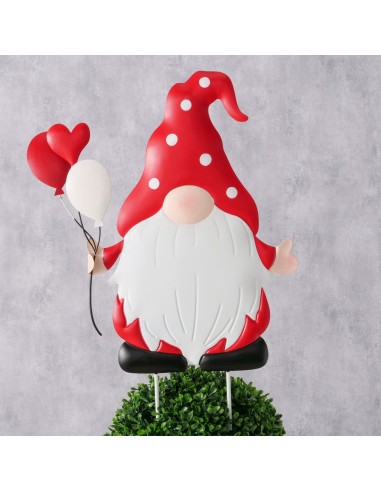 Stick de jardín con gnomo rojo metálico 50 cm accesorio decorativo exterior