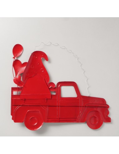 Adorno colgante de gnomo rojo metálico en metal resistente para decoración