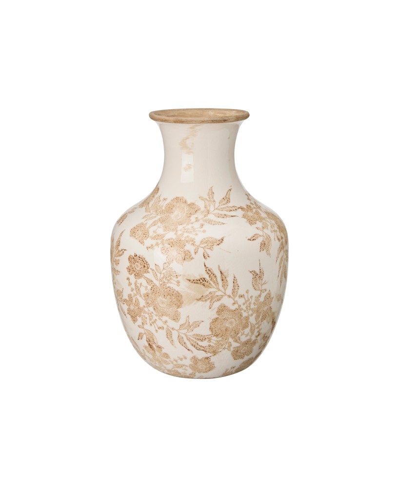 Jarrón Beda Blanco Beige Decorativo | Elegancia y Luminosidad para el Hogar