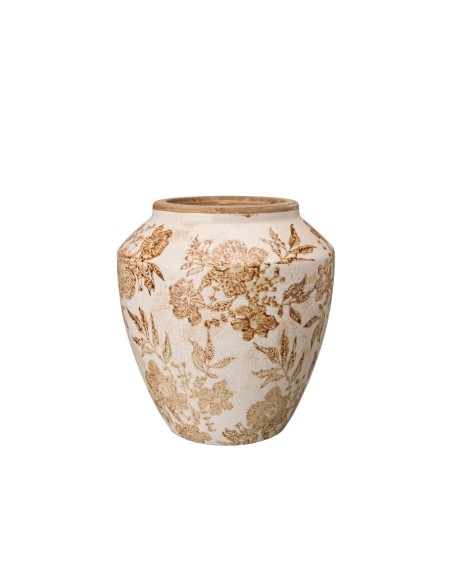 Jarrón Beda Alto Blanco Beige diseño moderno para decoración de hogar