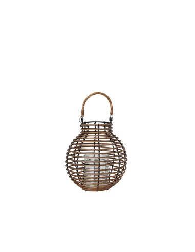 Linterna Emelia de Mimbre Marrón | Decoración e iluminación natural | Endanea Garden