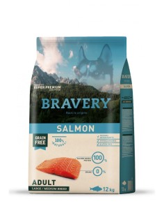 Bravery Adult Mediano-Grande Salmón 12kg | Pienso natural sin cereales para perros adultos | Endanea Mascotas