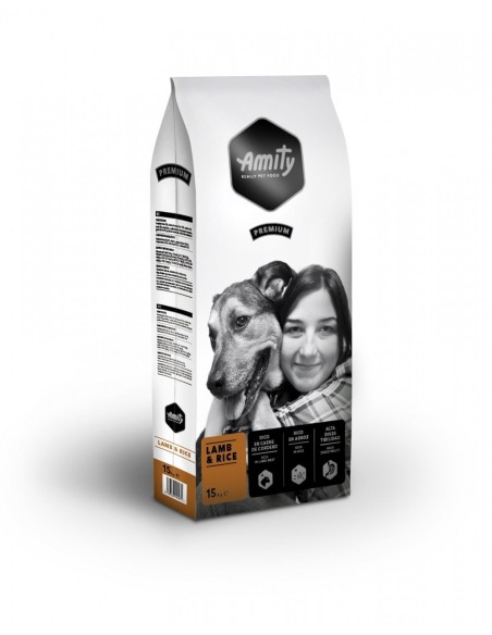 Amity Premium Cordero y Arroz 15kg | Pienso completo para perros adultos | Endanea Mascotas