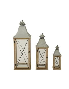 Farol Rectangular de Madera y Cristal Grande Decorativo Interior y Exterior 2