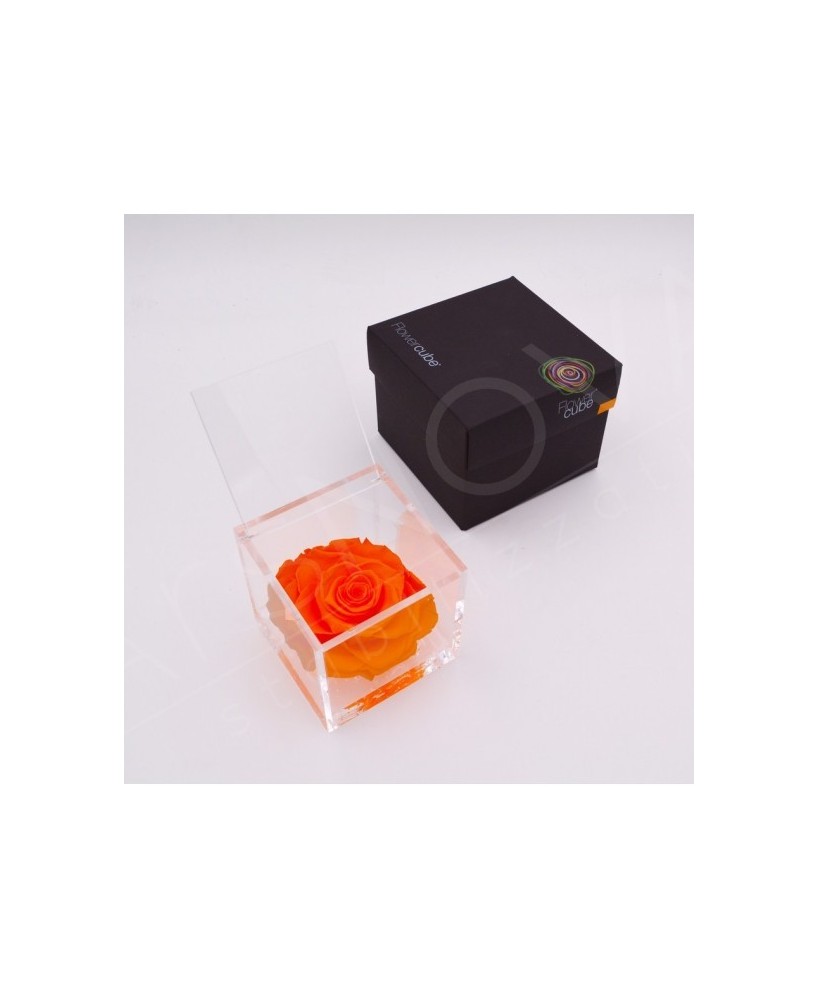 Flowercube Rosa 10x10 Packaging Naranja Regalo Floral Elegante