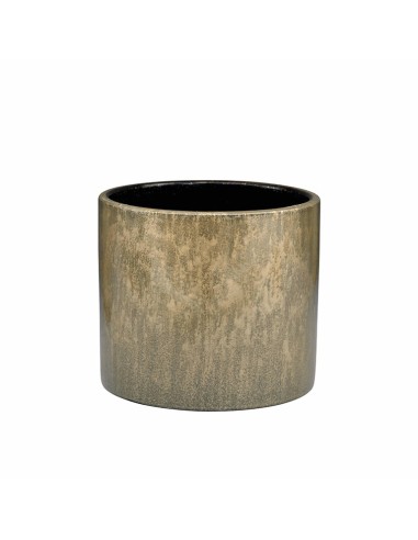 Maceta Cerámica Area 16x14cm Negro Oro Elegante y Moderna