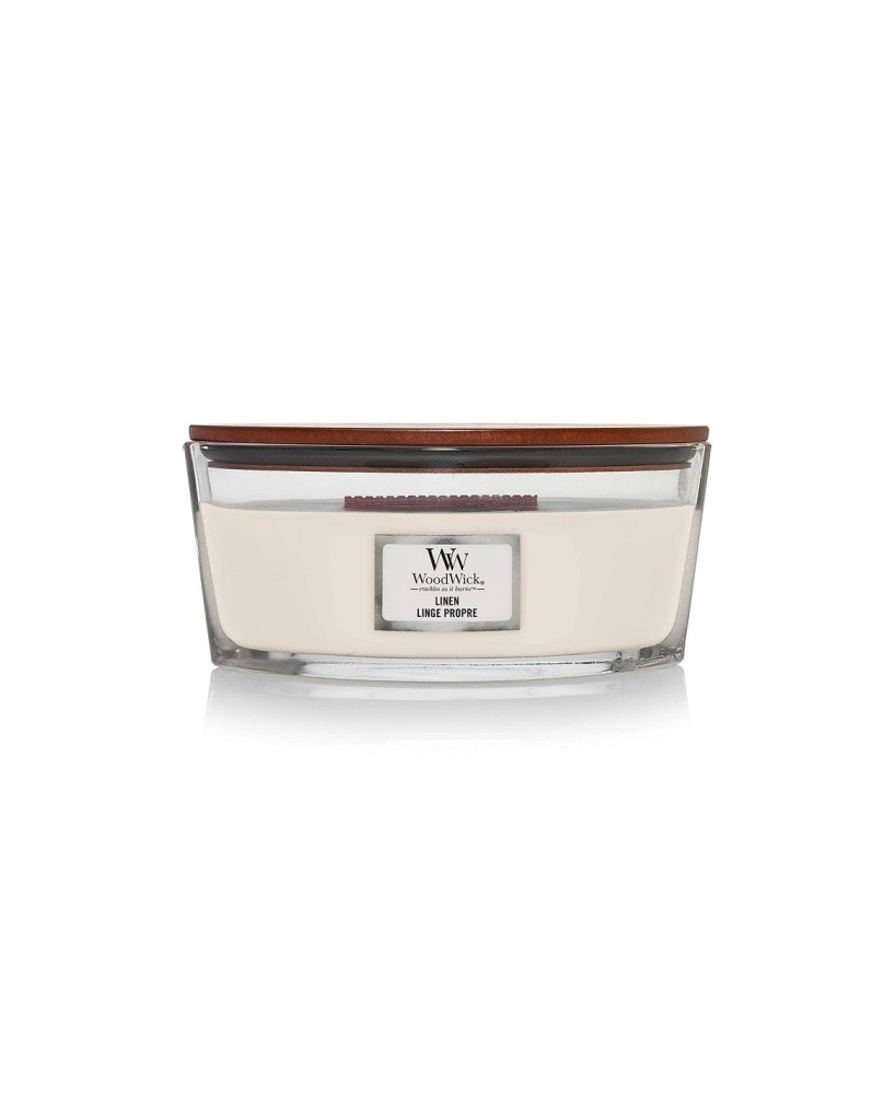 Vela aromática elíptica Linen | Aroma fresco y mecha de madera